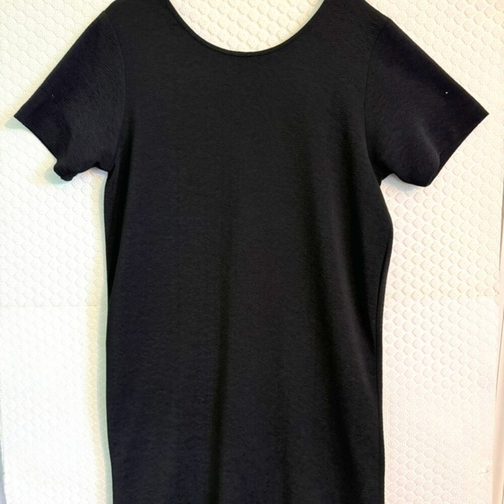 Vintage Nicole Summers Black Crepe Short Sleeve Dress - Stretch - Size L EUC